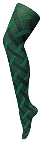 Sock Snob - Ladies Thick Coloured 80 Denier Opaque Patterned Winter Fashion Tights (18-24 UK 48/54 (XL), Cable Green)