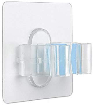 TATAY 1041000 - QuickFix Clip Sujeta escobas Organizador de Pared para lavadero, cocina, etc, Colgador con Adhesivo por microventosas, soporta hasta 5 Kilos, Reutilizable, Translúcida, Talla Única