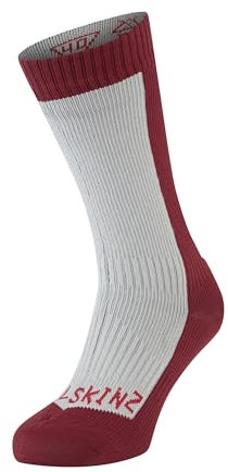SealSkinz Unisex Kaltes Wasser Wasserdichte Socken – Mittellang, Grau/Rot, M, 11100064006, Grey / Red
