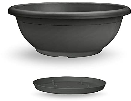 VECA Naxos Bol avec Soucoupe à encastrer, Couleur Anthracite, Bol Naxos avec Soucoupe à encastrer, Dimensions 70 cm, Vendu par Egarden.Store