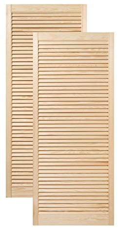 ben+camilla.com Doppel-Paket / 2-er Pack Lamellentüren 140,6 x 59,4 cm Holztür Natur mit offenen Lamellen für Regale, Schränke, Möbel | Kiefer Holz unbehandelt