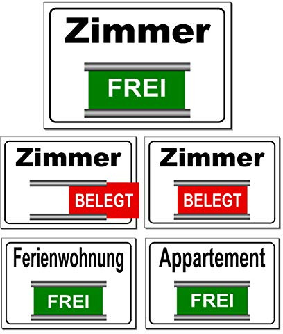 Zimmer-Appartement-Ferienwohnung-auch mit Eigentext-Frei/Belegt-Wechsel-30 x 20 cm-40 x 30 cm-60 x 40 cm-Schild-Aluminium-Vermietung-Hotel-Pension-Hinweisschild-Türschild (1403 Zimmer 30 x 20 cm)