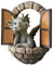 Courtyard Dinosaur Sculpture Wall Decoration, Weatherproof Resin Garden Statue Dinosaur Gnome Miniatures, Cute Dragon Garden Ornaments for Indoor Outdoor Wall Art Patio Yard Landscaping Decoration