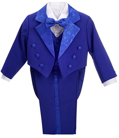 Lito Angels - Esmoquin Azul Royal para bebé niño, Traje de Vestir Elegante para Boda, Fiesta Formal, Ceremonia y ocasión Especial (con Chaleco y Pajarita) Talla 12 Meses (Número de Etiqueta 01)
