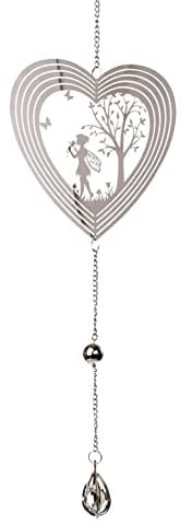 Fensterhänger Herz mit Elfe | 58 cm | Hänger Metall | Fensterdeko Girlande Windspiel