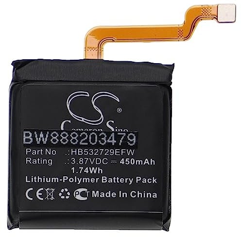 vhbw batteria compatibile con Huawei Watch GT 2 Pro, GLL-AL04, 3 smartwatch orologio bracciale fitness (450mAh, 3,87V, Li-Poly)