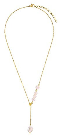 Heideman Halskette Luzi Damen - aus hochwertigem Edelstahl - silber gold rosegold farbend poliert - Kette für Frauen mit Perle weiss - 45cm lang mit Verlängerungskettchen