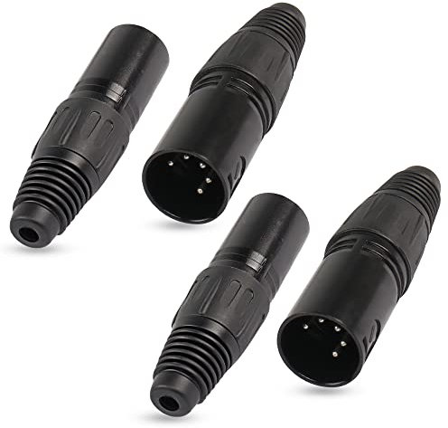 Connecteur mâle XLR à 5 broches, connecteur de microphone audio soudé XLR - M à 5 broches, remplacement de la prise audio XLR à l'extrémité du câble - 4pcs