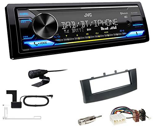 JVC KD-X472DBT 1-DIN Autoradio Bluetooth USB inkl DAB Antenne Einbauset passend für Mitsubishi Colt VI 2008-2012 schwarz