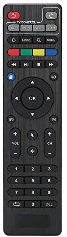 Yunseity TV-Box-Fernbedienung, Ersatz für TVIP410/412/415/605/S300 Set-Top-Box, IR Fernbedienung, Schwarz, ABS Gehäuse, 10m Reichweite, 2x AAA Batterien (nicht im Lieferumfang enthalten)