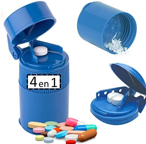 OrtoPrime Triturador de Pastillas 4 en 1 - Cortador de Pastillas KIT COMPLETO - Machacador de Pastillas Corta Pastillas - Cortador pastillas Triturador de Pastillas y PARTIDOR DE PASTILLAS