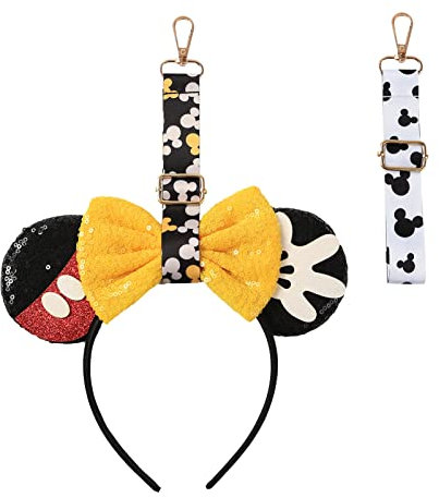 2Pcs Mouse Ear Holder for Backpack Bag Headband Holder Lanyard Strap Keychain Trip Accessories Hanging Display Decor Organizer Short