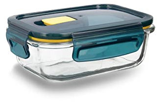 Quid Astral Récipient rectangulaire hermétique en verre 15 x 11 x 6 cm - 37 cl Bleu