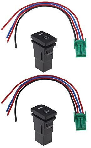 2 STÜCKE Auto Nebelscheinwerfer Schalter Verkabelung DC 12V Druckschalter 4-polig LED Gelbes Licht Kompatibel mit Toyota Corolla Camry