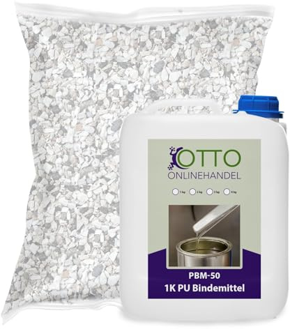 ST-PU Steinteppich Komplett-Set (Beige Botticino) für ca. 10m² inkl. 1K Polyurethan PU Bindemittel, natürlicher Steinboden, Marmorkies