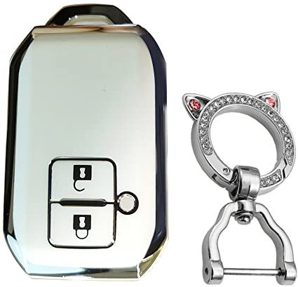 KUNIO Coque de clé pour Suzuki Swift V Wagon R - Convient pour clé de voiture Suzuki Swift - Coque de protection en TPU - Porte-clés 2 boutons B - Blanc
