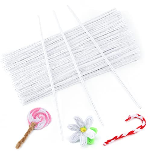 jijAcraft 6MM Weiß Pfeifenreiniger, 30CM Pfeifenputzer zum Basteln, 200 Stück Biegebruchs Chenilledraht für DIY Basteln, Dekorieren