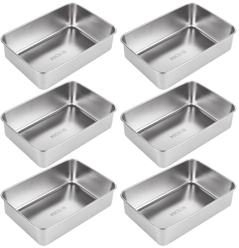 GBACHOOSE Set of 6 Loaf Tin, Stainless Steel Bread Loaf Pan for Baking, 21.5x14.5x6.5cm Rectangular Oven Baking Pan Bakeware Set for Bread, Loaves, Cakes and Bakes