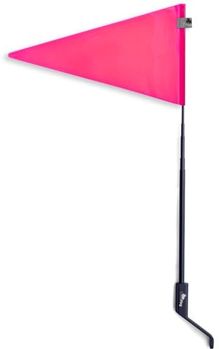 Triceplay Teleskopische reflektierende Sicherheitsflagge aus Kohlefaser, hohe Sichtbarkeit, Fahrradflagge, Kinderfahrrad-Sicherheitsflagge, Fahrradanhängerflagge, Sichtfahne [Barbie Pink]
