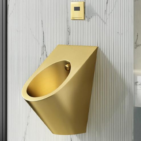 Gewerbliches Spül-Urinal für Herren, Familien-Badezimmertoilette aus Edelstahl 304, gewerbliches Spritz-Urinal mit Sensor, effizientes Spül-Urinal für die Toilette, für Hotel/Flughafen,Gold