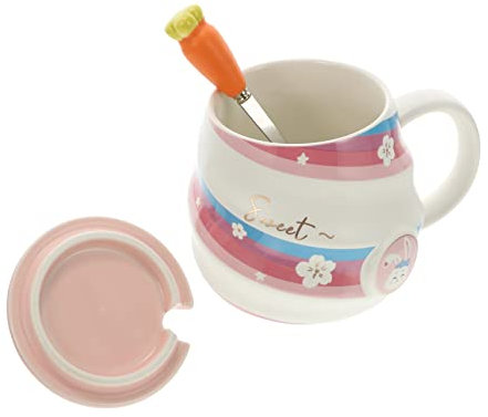 Ciieeo Hasen-keramiktasse Mit Löffel Schöne Wassertasse Kaffee-aufbewahrungstasse Aus Keramik Bunt