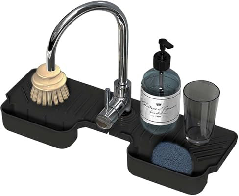 KYSUN Paraspruzzi per Lavello Cucina Tappetino per Rubinetto Lavello Paraspruzzi per Lavello Protezione Antispruzzo per della Cucina Tappetino di Scarico per Rubinetti per Cucina Bagno (Nero)