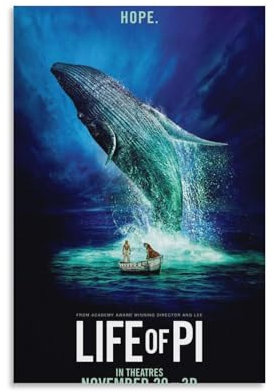 Filmposter, Raumdekor-Poster, Abenteuer-Dramen, Life of Pi (16), Gemälde auf Leinwand, Wandkunst, Poster, Rollbild, Druck, Wanddekoration, Heimposter, 40 x 60 cm