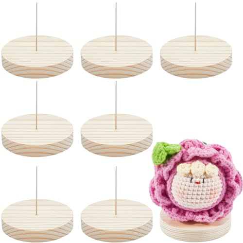 GORGECRAFT 8 Stück 5cm Ständer Für Häkelpuppen Filzpuppen Präsentationshalter Holzständer Flache Runde Basis Einzelne Nadelhalterung Aus Edelstahl Und Metall Für Puppenherstellungsbedarf Zimmer