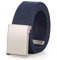 JasGood Unisesx Webgürtel Herren Damen Leinwand Arbeitsgürtel Frei Verstellbarer Flip-Top Webgürtel Silber Militärschnalle für Geschäft Sport Lässig,Navy blau,120cm