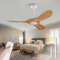 BOJUE Ventilador de Techo sin luz 106 cm, Ventiladores de Techo con Mando a Distancia para Interior/Exterior - 3 Aspas de Madera Maciza, Para Dormitorio, Patio, Cocina