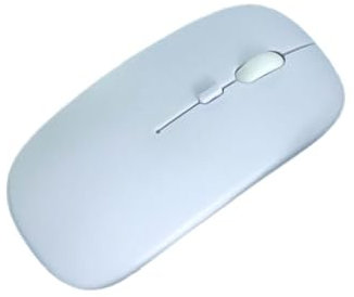 Generico Mouse Bluetooth senza fili ricaricabile-silenzioso, ergonomico, per iPad, computer, laptop, tablet, telefono, ufficio e giochi (Bianco)