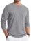 Meilicloth Long Sleeve T Shirt Men Ribbed T Shirt Casual Pullover Jumpers for Men Crew Neck Top for Mens Sweatshirts Stretch Textured Longline Tee with Pocket Grey Medium