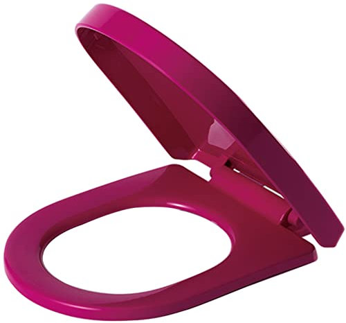 Toilettendeckel, Toilettensitz, langsames Absenken mit Schnellverschluss, langlebiges Kunststoffmaterial, leicht zu reinigen for Badezimmer, Waschraum, Zuhause, D-förmig – Befestigung oben (rot)(Rose
