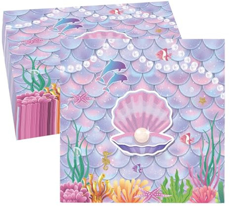40 Stück Servietten Lila Meerjungfrau, 33x33cm Lila Meerjungfrau Geburtstag Party Einwegpapier Servietten für Mädchen Kinder Baby Geburtstage Geburtstag Zubehör Dekoration