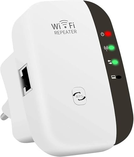 Genie's Poems WLAN Verstärker WLAN Repeater - Internet Verstärker mit Ethernet Port, WiFi Verstärker WiFi Repeater Kompatibel Allen WLAN Geräten, Einfache Einrichtung, Weiß-G-2W9X