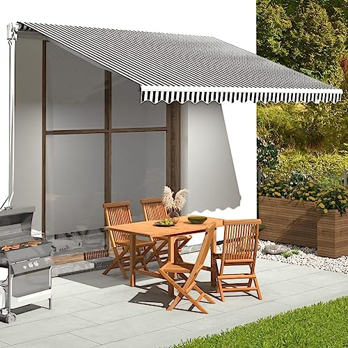 Annlera Telo di ricambio per tende da sole, per finestre, balcone o giardino, resistente ai raggi UV, colore antracite e bianco, 380 x 295 cm