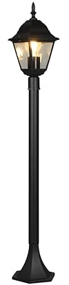 lightling Pfosten Lioba, Wegeleuchte Außenleuchte aus Druckguss Aluminium, exkl. 1 x E27 max. 60W, IP44, Höhe 100 cm, Breite 15 cm, schwarz matt