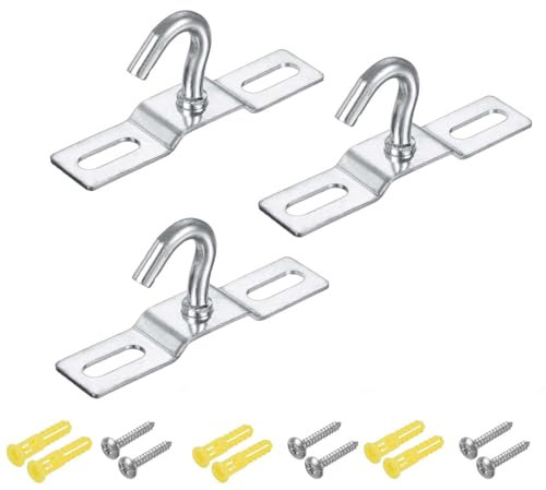 AJinacious 3 Pack Ceiling Hook, 70mm Heavy Duty Ceiling Light Base Plate Chandelier Hook Screws Mount, Pendant Fitting for European Lamps Ceiling Fans Lanterns, Flower Basket Decoration Holder