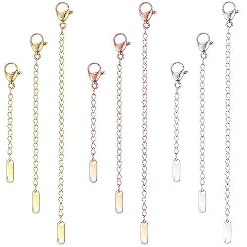 DILUSILK 9 Pcs Chain Extender for Necklace,Necklace Extender Gold,Silver Chain Extender,Chain Extender for Necklace for Bracelet Anklet Necklace (Gold/Silver/Rose Gold, 5/10/15cm)