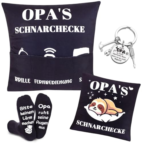 OuMaiFeng Opa,Bester Opa Geschenk Geburtstag,Vatertagsgeschenk für Opa,Männertag Geschenke,Enthalten Kissenbezug,Lustige Socken und Schlüsselanhänger