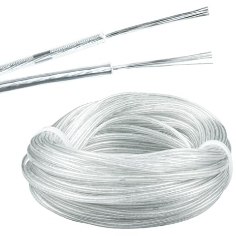 URCIANOW Câble Transparent 15m 28AWG 2 Fils 0.7A 1,6x3,2mm PVC Souple Haute Transparence sans Gaine - Pour Projets Électroniques DIY, Réparations Domestiques, Bandes LED et Fils Décoratifs
