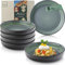 Sänger Malmö| Steingut Pastaschalen 6 tlg, Nudel Schalen Set 6 Personen, Schüssel Set spülmaschinenfest mikrowellenfest kratzfest, große Schüssel grün mit schwarzem Rand 750 ml | VALUE COLLECTION