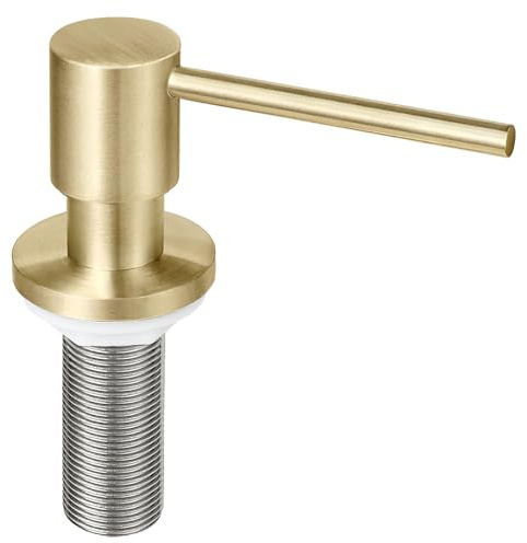 EADOT Deck Mounted Brass Kitchen Sink Soap Dispenser or Lotion Dispenser with 17OZ Above The Sink Refillable Bottle(Brushed Gold)