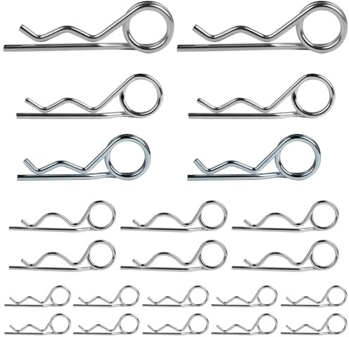 MIGUBIGU 22 pezzi Coppiglie a Molla 2.5 mm 3 mm 4 mm 5 mm, Coppiglie a Scatto per Trattore, Fermi a Molla per Spinotto, Spine Coppiglia Trattore per Gli Elementi di Fissaggio