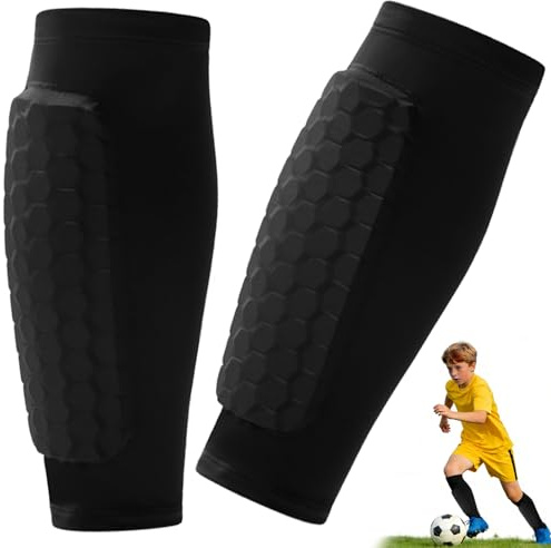 Laimer Schienbeinschoner Kinder - Schienbeinschoner Fußball Herren | Schienbeinschonerhalter | Anti-Rutsch-Socken | Sport Schienbeinschutz | Wadenschutz für Jungen & Mädchen（L, Schwarz）