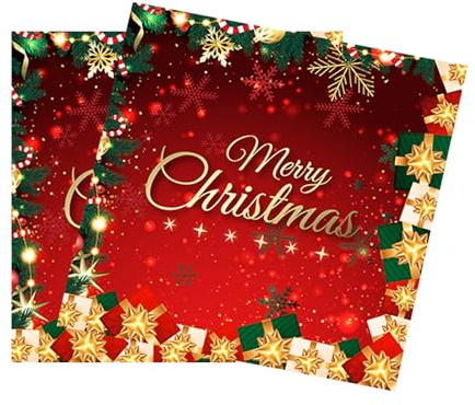 MOMAHUA 20 Stück Weihnachten Servietten - Papierservietten mit Weihnachtsmotiv - Festliche Tischdeko für Weihnachtsessen Christmas Napkins Partyzubehör - Tafeldeko Passend zu Tellern & Haushalt Küche