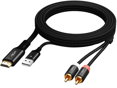 Mygatti Cable convertidor de audio unidireccional de 192 kHz de 1 m HDMI ARC/eARC a 2RCA de audio, extractor USB L/R para TV a home theater, amplificador de sistema/altavoz antiguo, barra de sonido