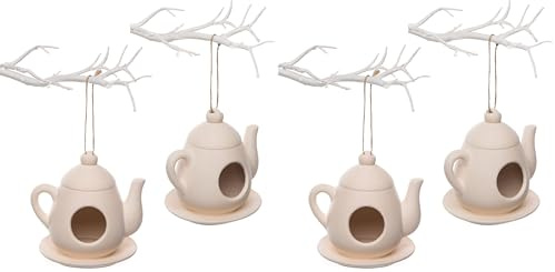 Baker Ross AR266 Ross Ceramic Feeder “Teapot” for Children as a Craft and Decoration Idea for Boys and Girls (2 pieces), Colour - Ceramic (Pack of 2)
