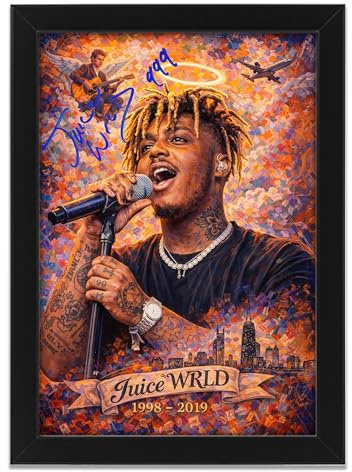 AllStarMedia Tribute to Juice WRLD Inspired Poster Print | The Party Never Ends Fan Art Style Rap | Fan Art Gift | Music Wall Art | Limited Edition Print | A4 Framed (30 x 21 CM)
