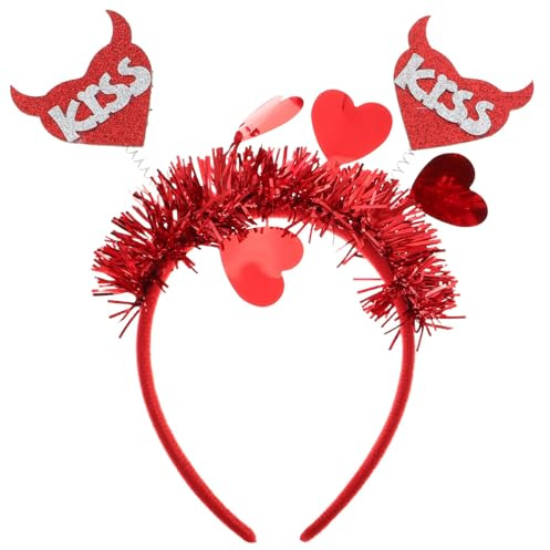 Ipetboom Herzförmiges Rotes Haarband mit Pailletten Weicher Amor Haarreif für Damen und Herren Hautfreundlich und Langlebig Valentinstag Party Accessoire für Paare